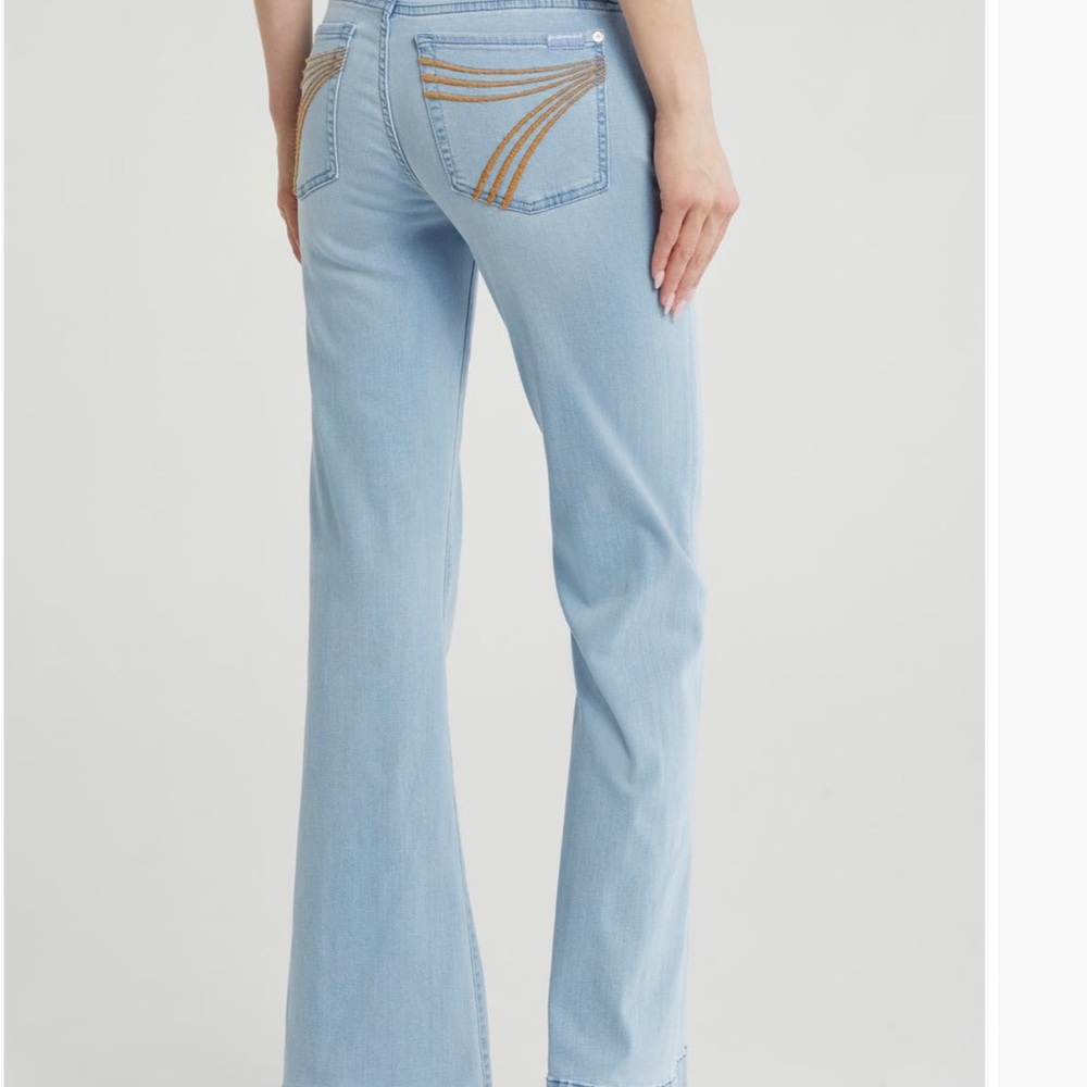 7 For All Mankind Blue Flare Wide Leg Jeans